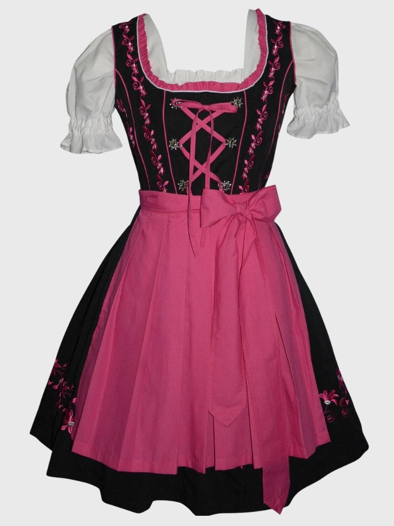 Womens Pink and Black Bavarian Dirndl Dress