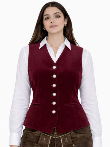 Premium Red Velvet Women Trachten Vest
