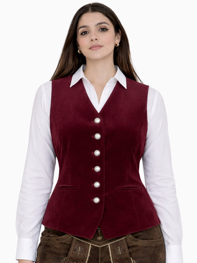 Premium Red Velvet Women Trachten Vest