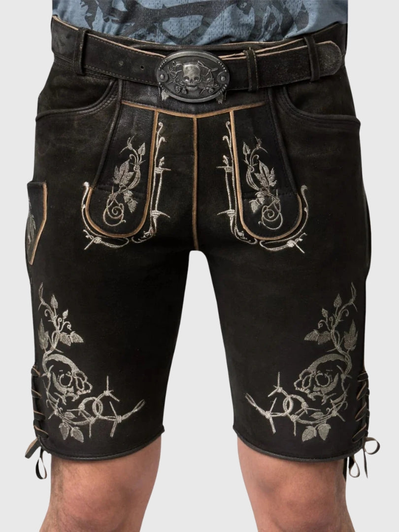 black bavarian lederhosen shorts