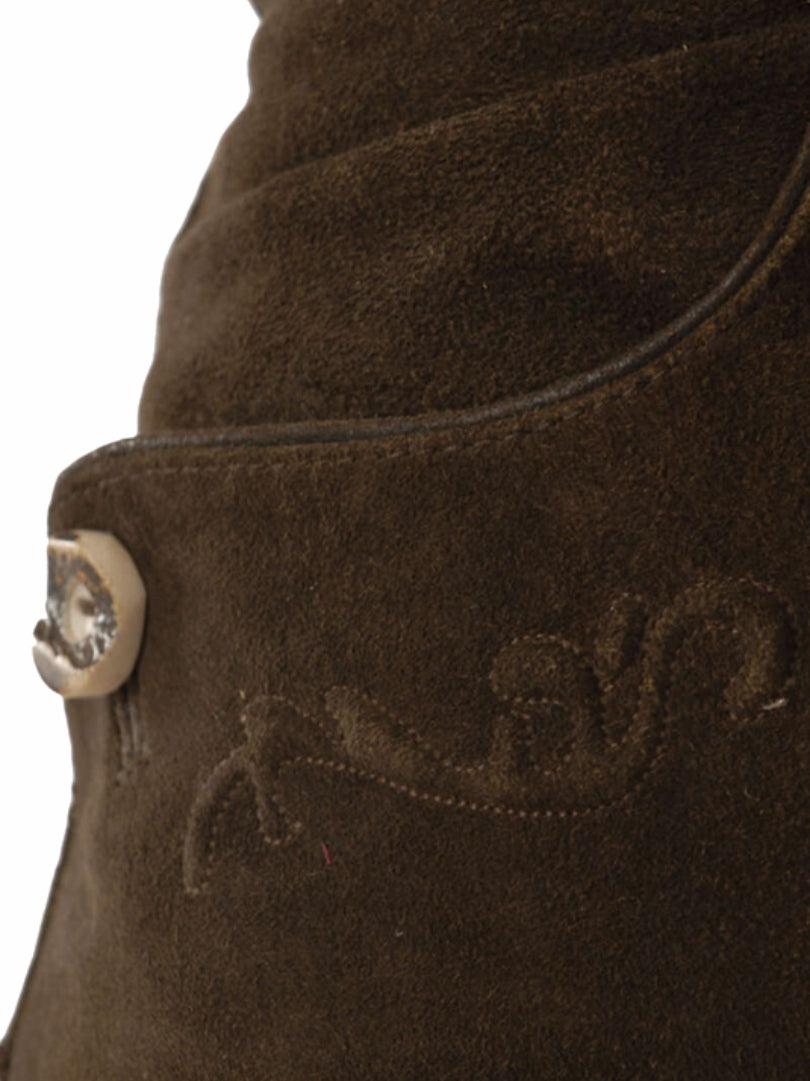 dark brown suede lederhosen pants with embroidery