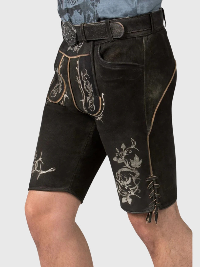 skull buckle black lederhosen